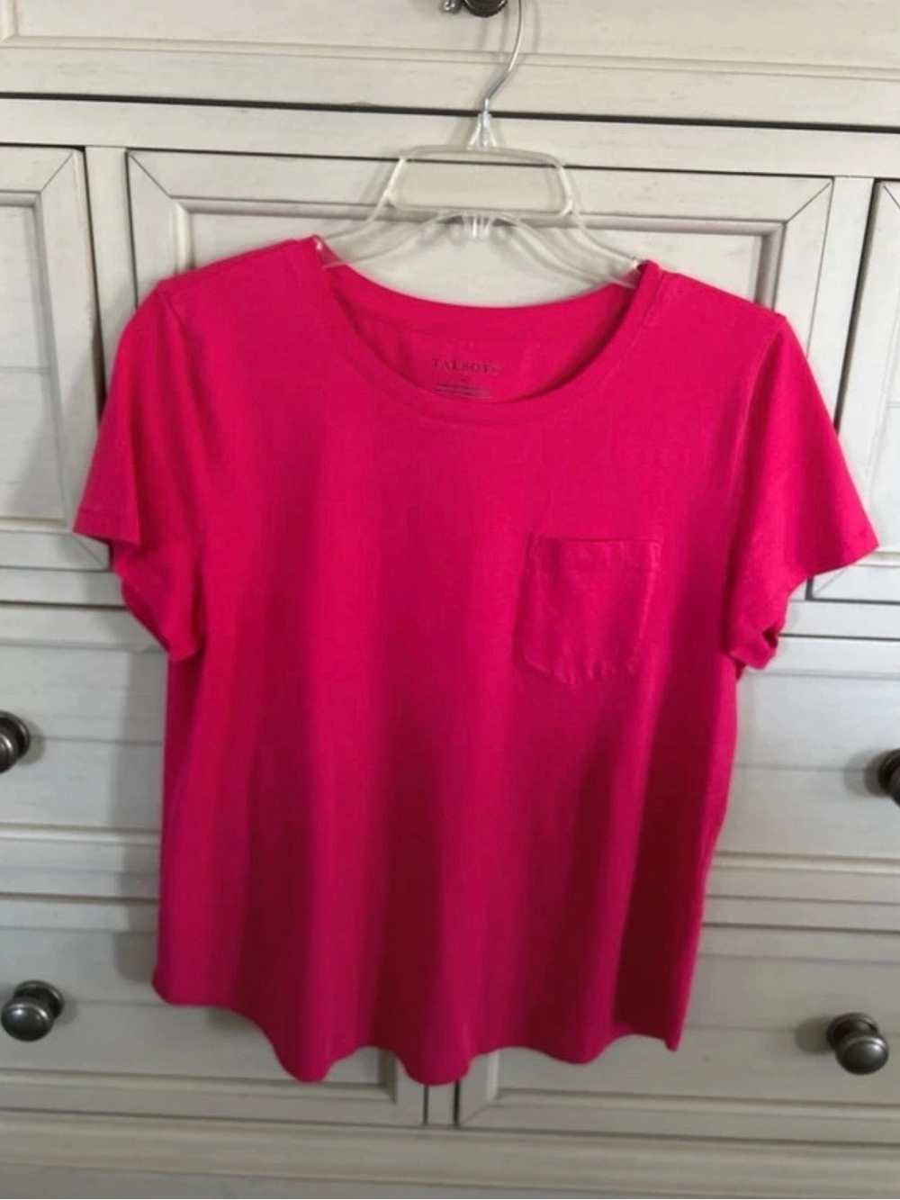 Talbots Hot Pink Short Sleeve Pocket Tee